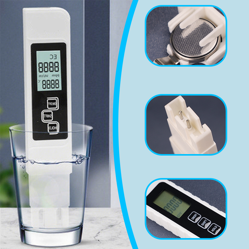 💧3-i-1 TDS Vandkvalitetstester🌊Måler pH, Klor og Hårdhed med LCD-display til Pool og Akvarium📱