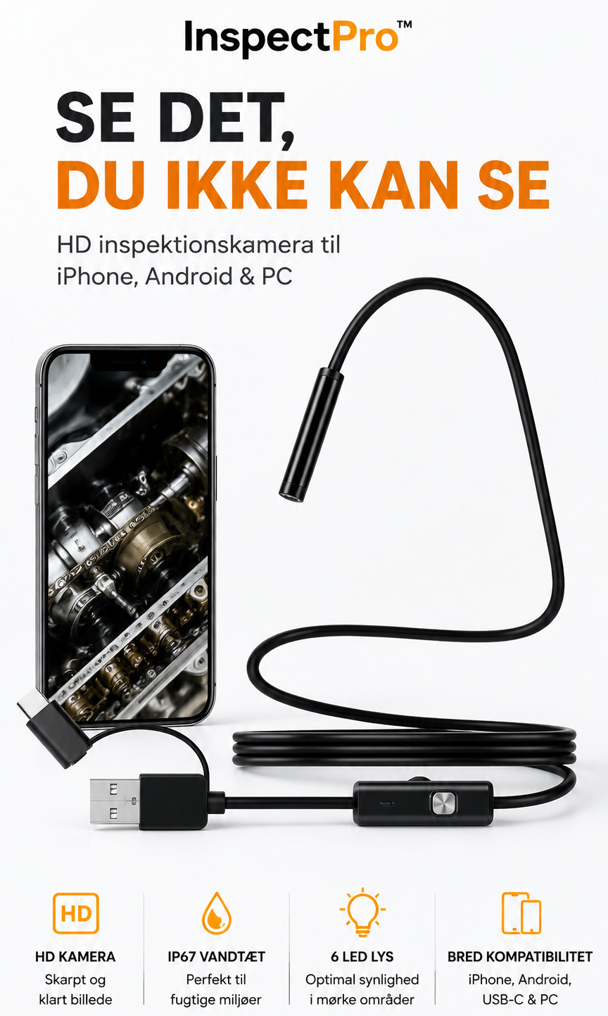 InspectPro™ | HD Inspektionskamera til iPhone, Android & PC