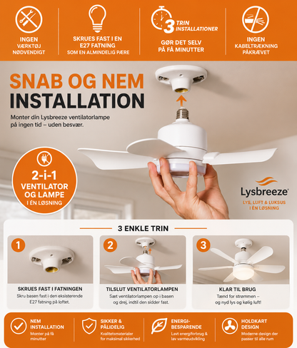 LysBreeze™ | Elegant lys og kølende luft i én smart loftlampe.