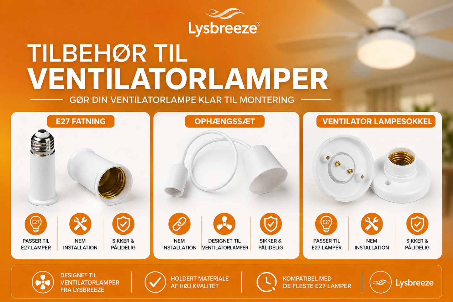 LysBreeze™ | Elegant lys og kølende luft i én smart loftlampe.