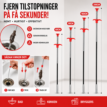 FlexiKlo™ | Den Nemme Løsning mod Tilstoppede Afløb