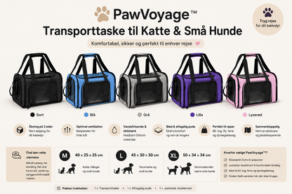 🐾 PawVoyage™ Transporttaske til Katte & Små Hunde