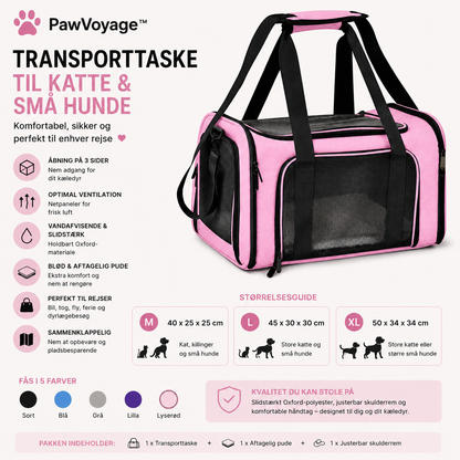 🐾 PawVoyage™ Transporttaske til Katte & Små Hunde