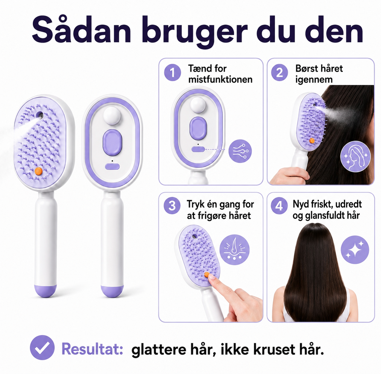 SilkeBørste™ ✨ Elektrisk Hårbørste med Fin Spraytåge + GRATIS Koldpresset Ricinusolie 🌿