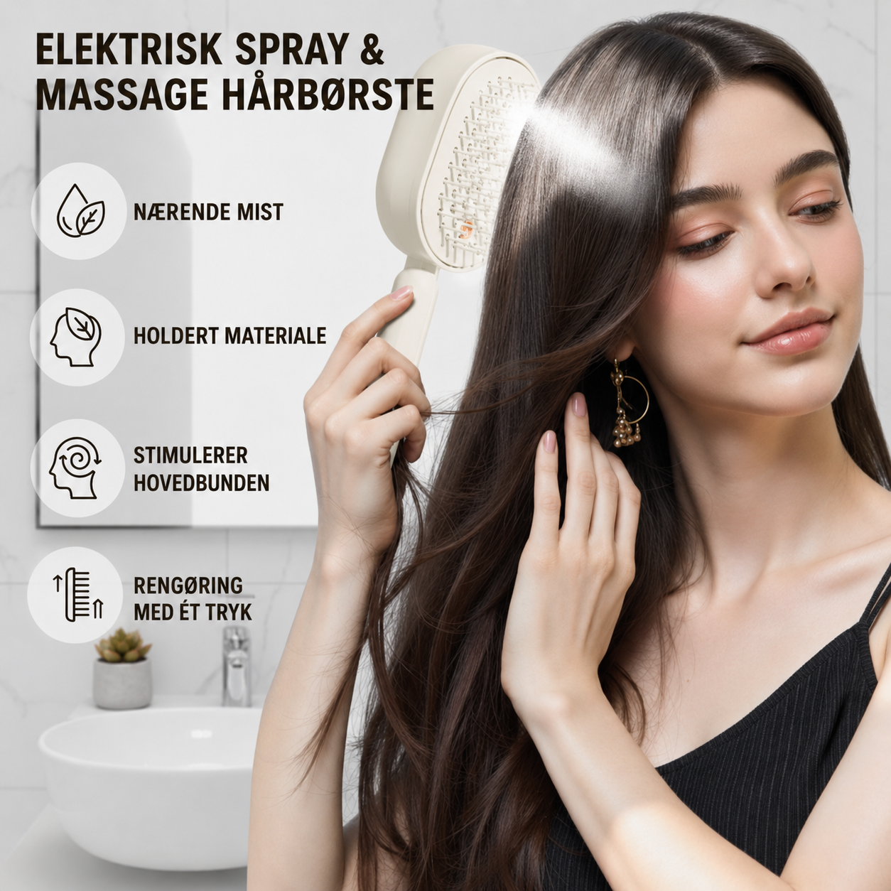 SilkeBørste™ ✨ Elektrisk Hårbørste med Fin Spraytåge + GRATIS Koldpresset Ricinusolie 🌿