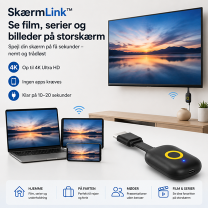 SkærmLink™ Trådløs Skærmspejling – Større billede, direkte på dit TV