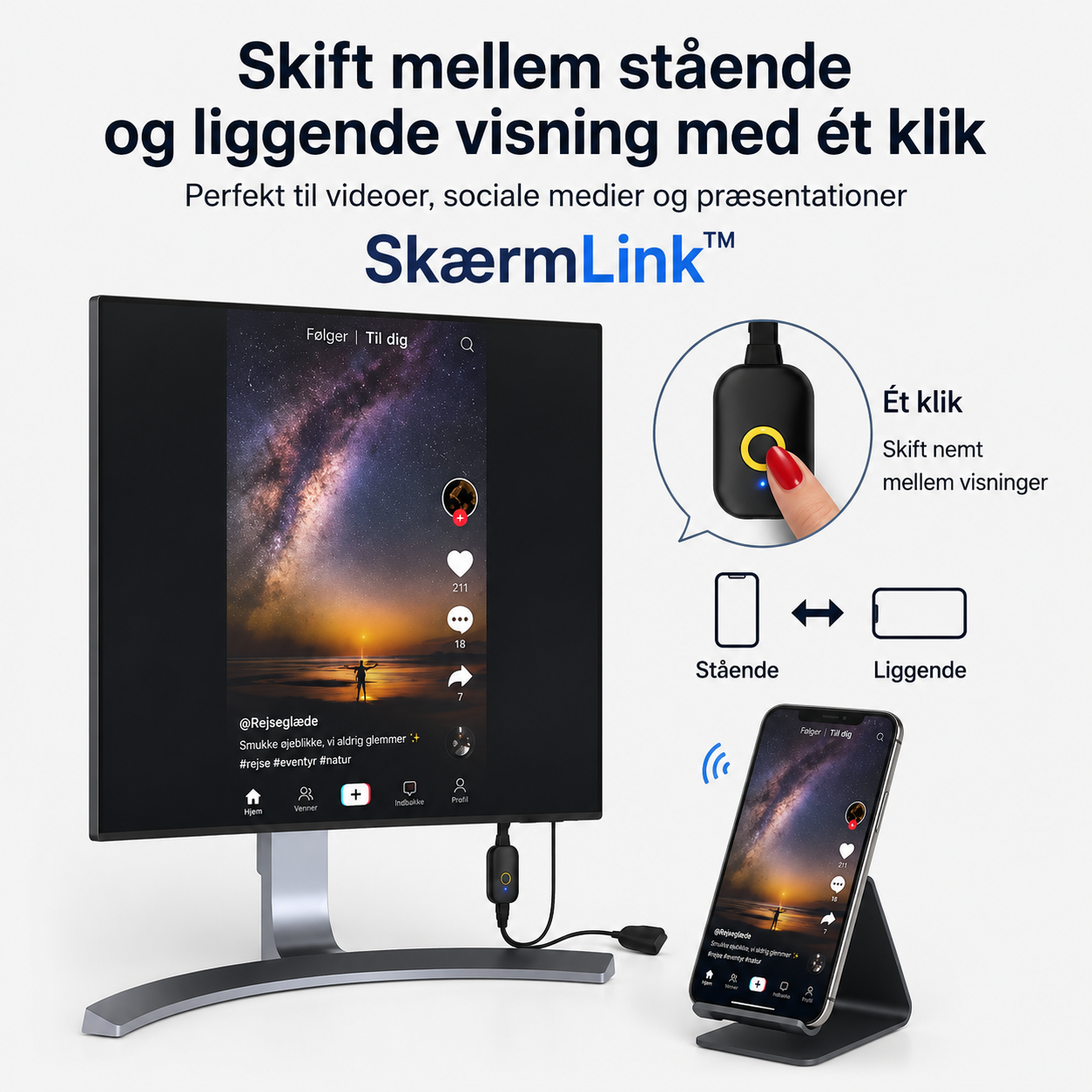 SkærmLink™ Trådløs Skærmspejling – Større billede, direkte på dit TV