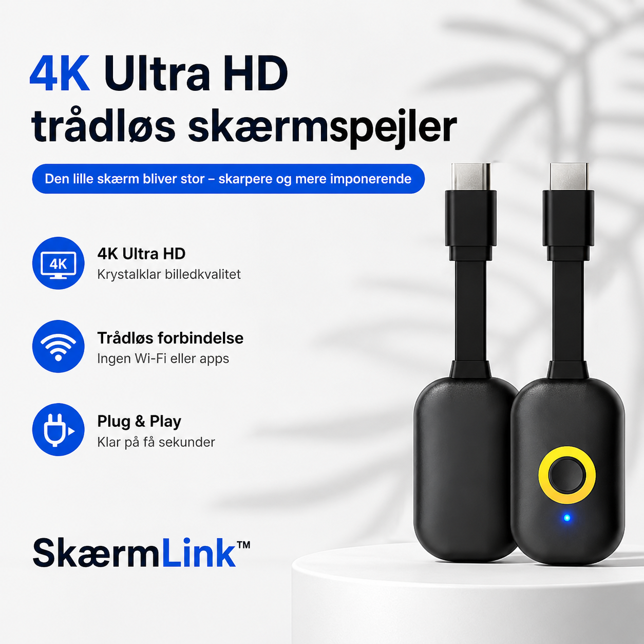 SkærmLink™ Trådløs Skærmspejling – Større billede, direkte på dit TV