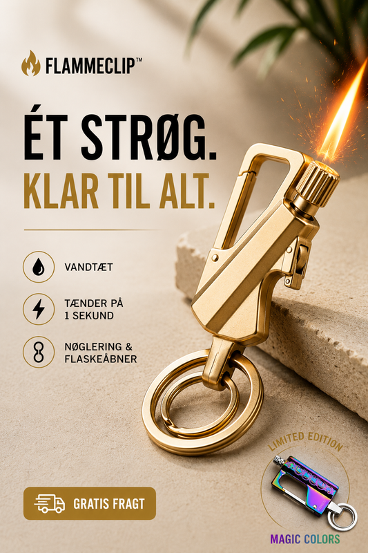 🔥 FlammeClip™ – Vandtæt Nøglerings Ildstarter