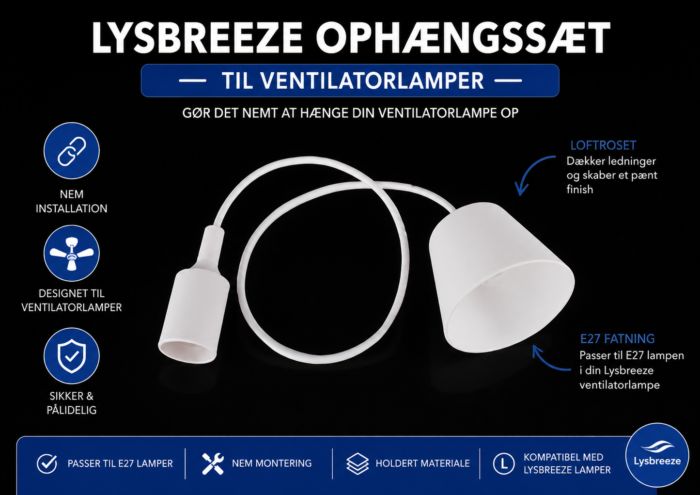 LysBreeze™ | Elegant lys og kølende luft i én smart loftlampe.