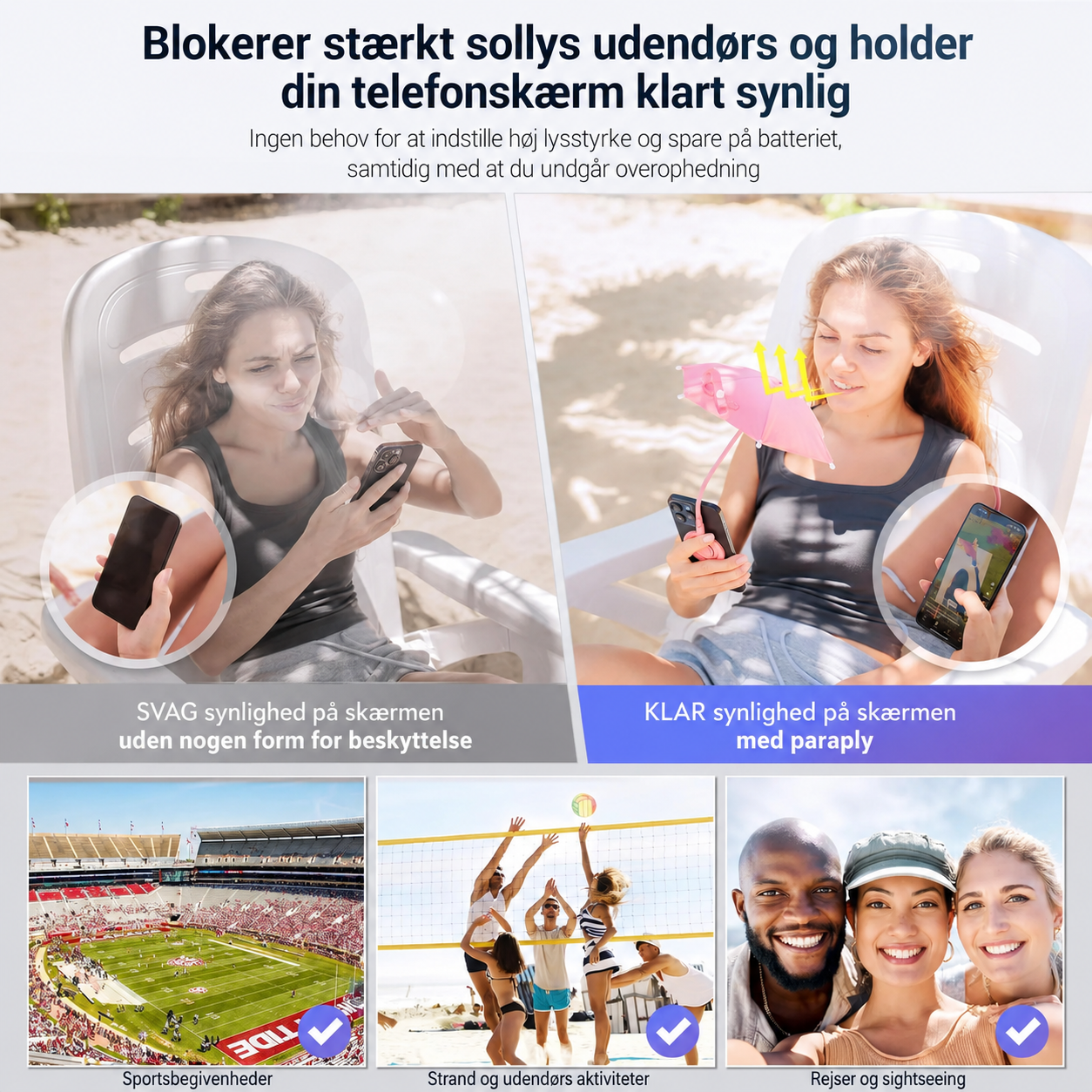☀️ SunnySnap™ – Justerbar Anti-Glare Skærmparasol