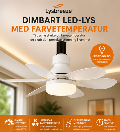 LysBreeze™ | Elegant lys og kølende luft i én smart loftlampe.